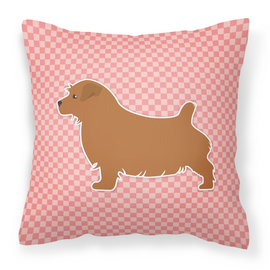 Norfolk Terrier Checkerboard Pink Fabric Decorative Pillow