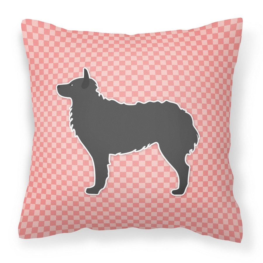 Croatian Sheepdog Checkerboard Pink Fabric Decorative Pillow