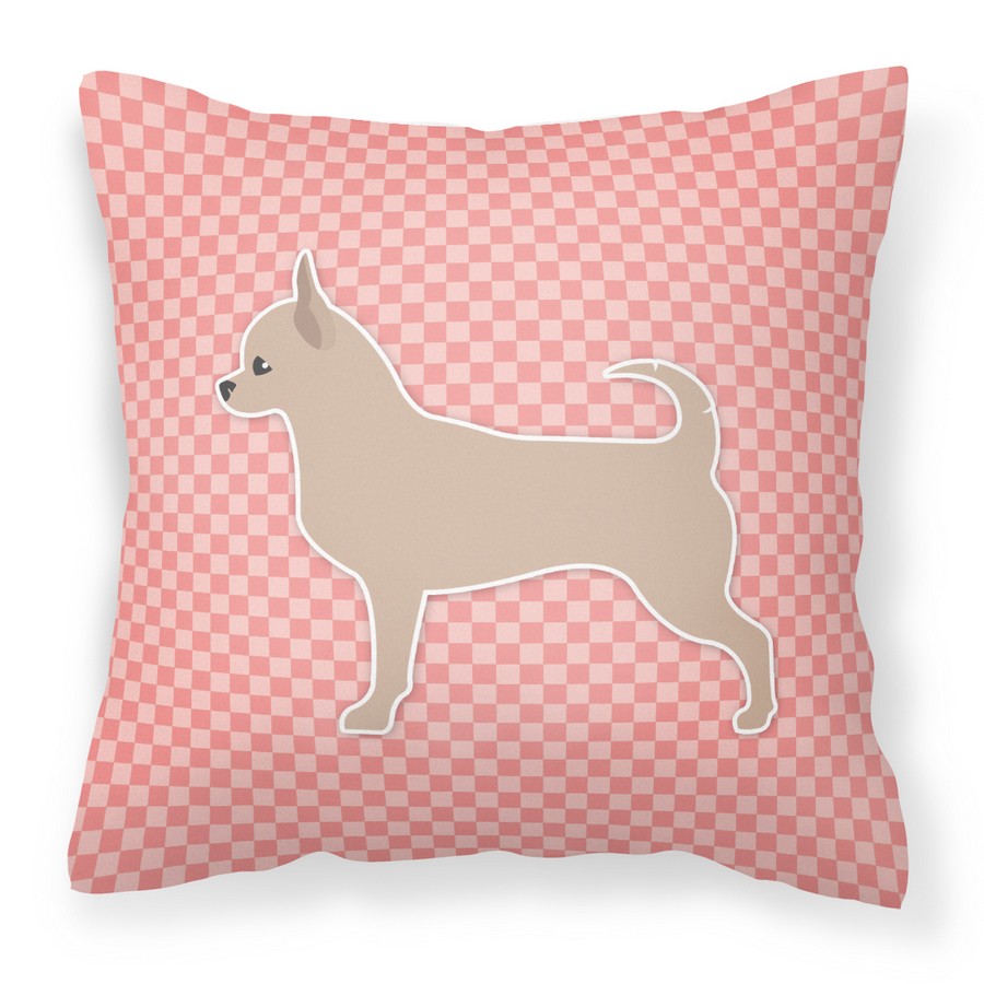 Chihuahua Checkerboard Pink Fabric Decorative Pillow - Pink