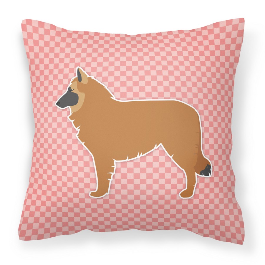 Belgian Shepherd Checkerboard Pink Fabric Decorative Pillow