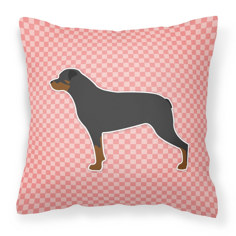 Rottweiler Checkerboard Pink Fabric Decorative Pillow