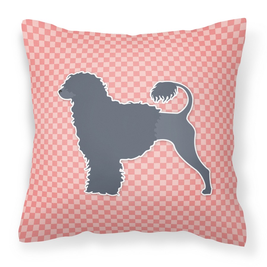 Picture of Carolines Treasures BB3668PW1414 Portuguese Water Dog Checkerboard Pink Fabric Decorative Pillow