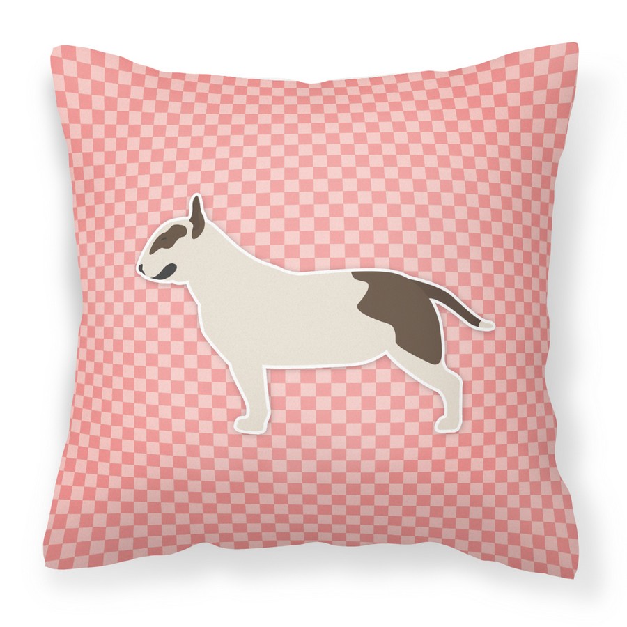Bull Terrier Checkerboard Pink Fabric Decorative Pillow
