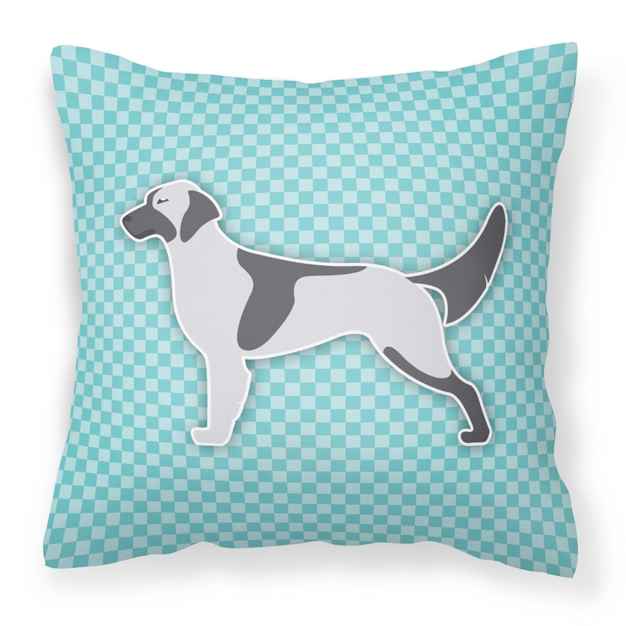 English Setter Checkerboard Blue Fabric Decorative Pillow