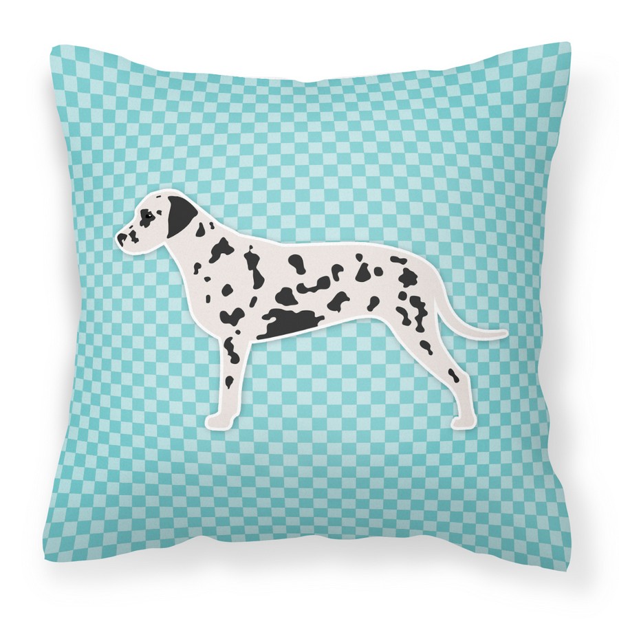 Dalmatian Checkerboard Blue Fabric Decorative Pillow