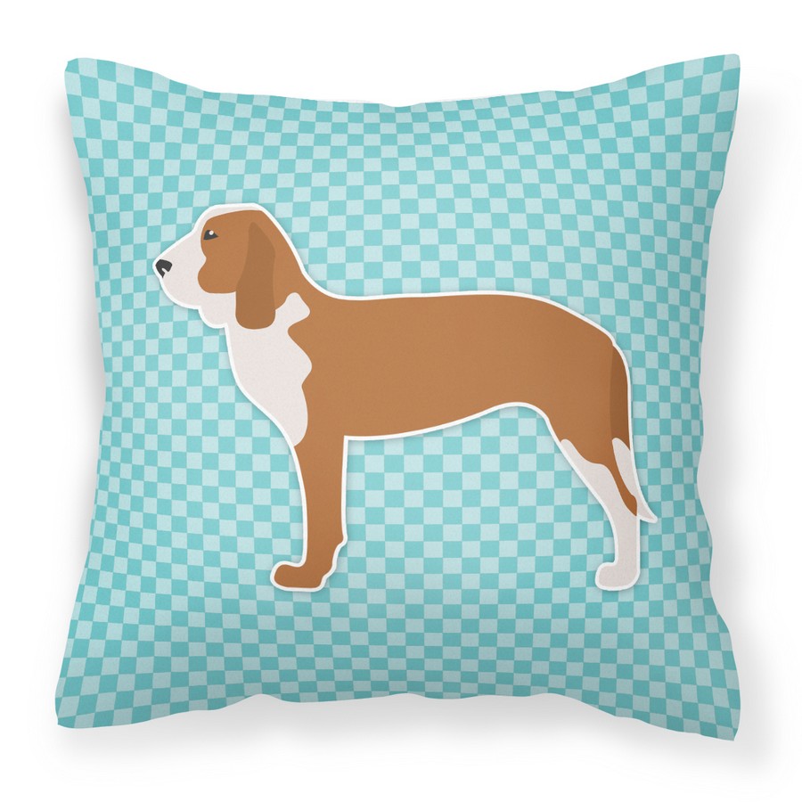 Spanish Hound Checkerboard Blue Fabric Decorative Pillow