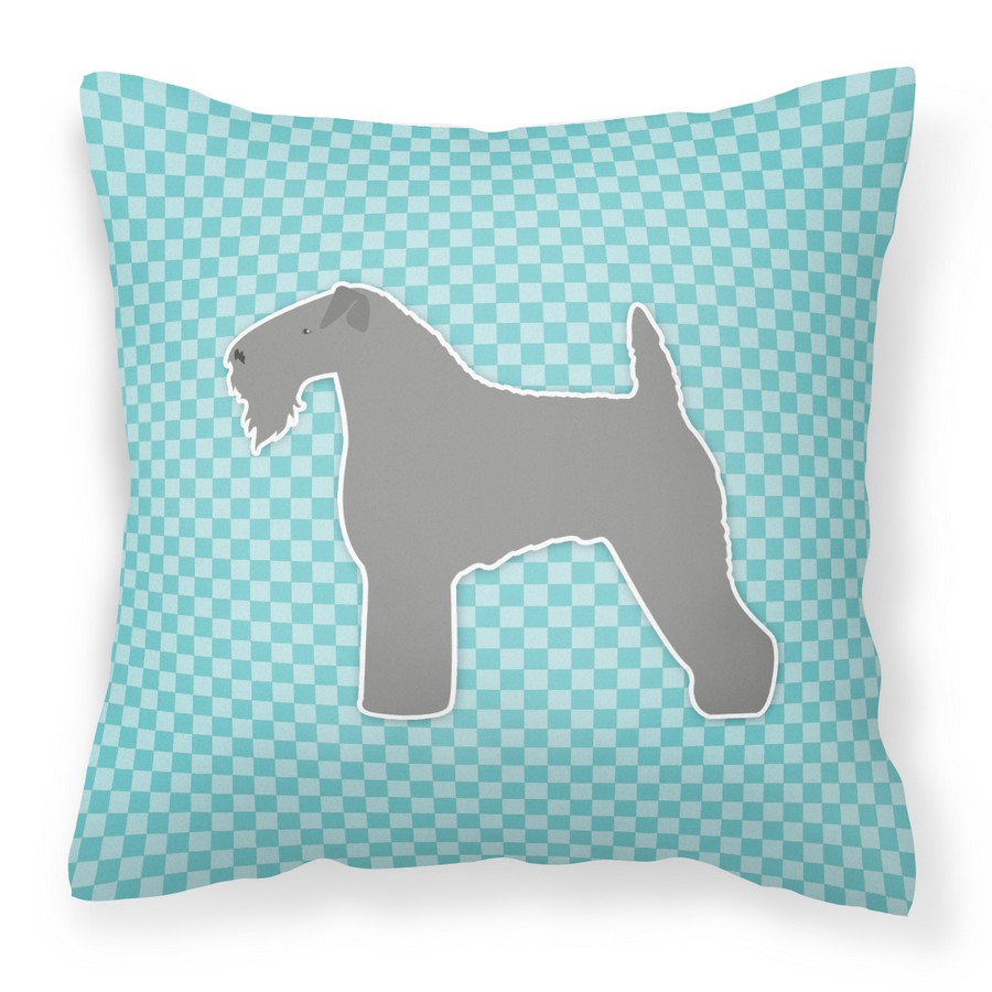 Kerry Blue Terrier Checkerboard Blue Fabric Decorative Pillow