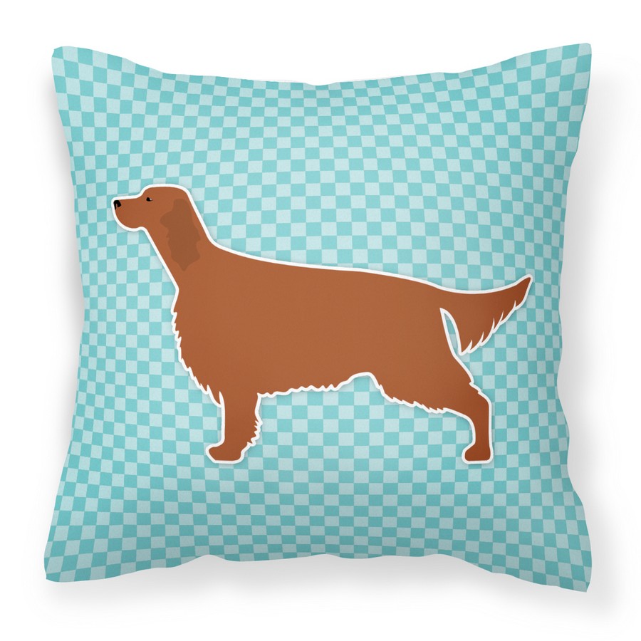 Irish Setter Checkerboard Blue Fabric Decorative Pillow