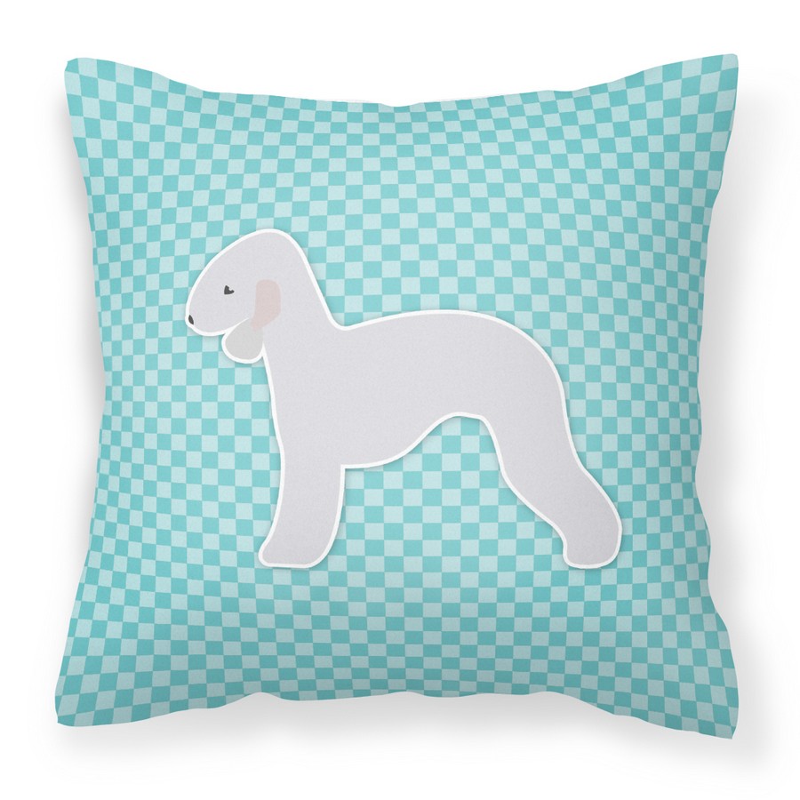 Bedlington Terrier Checkerboard Blue Fabric Decorative Pillow
