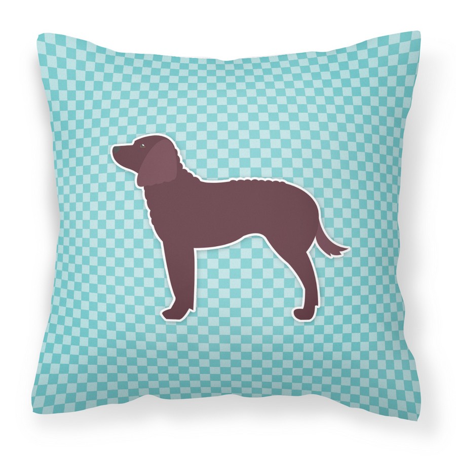 American Water Spaniel Checkerboard Blue Fabric Decorative Pillow