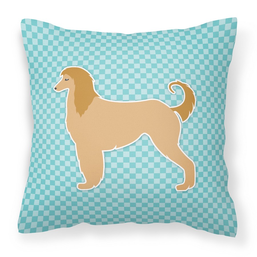 Afghan Hound Checkerboard Blue Fabric Decorative Pillow