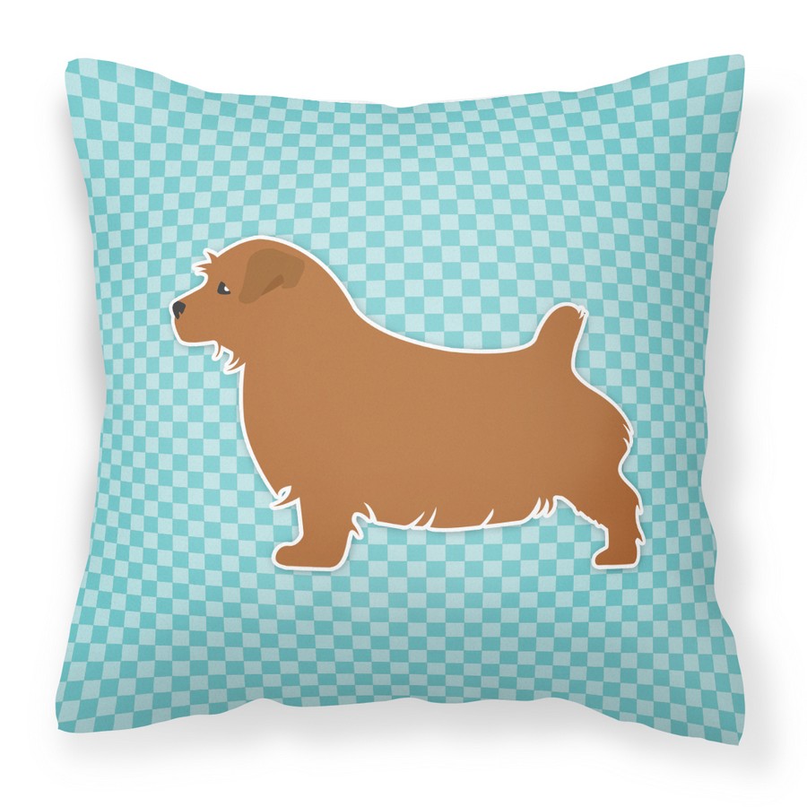 Norfolk Terrier Checkerboard Blue Fabric Decorative Pillow