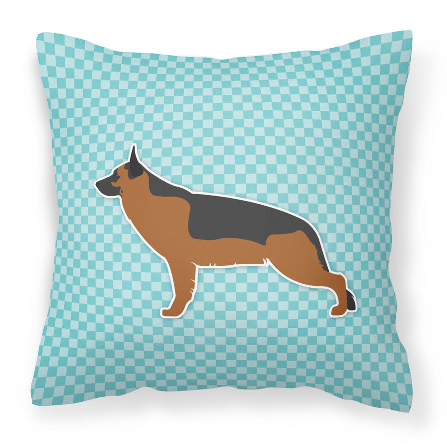 BB3724PW1414 German Shepherd Checkerboard Blue Fabric Decorative Pillow