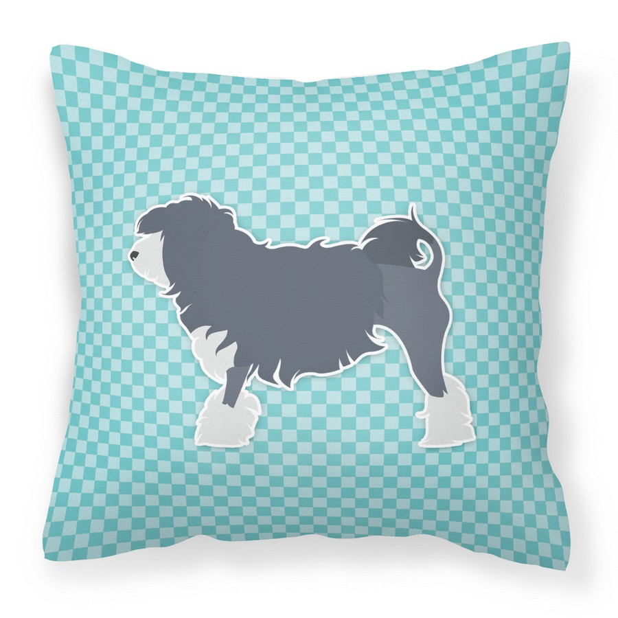 Lowchen Checkerboard Blue Fabric Decorative Pillow