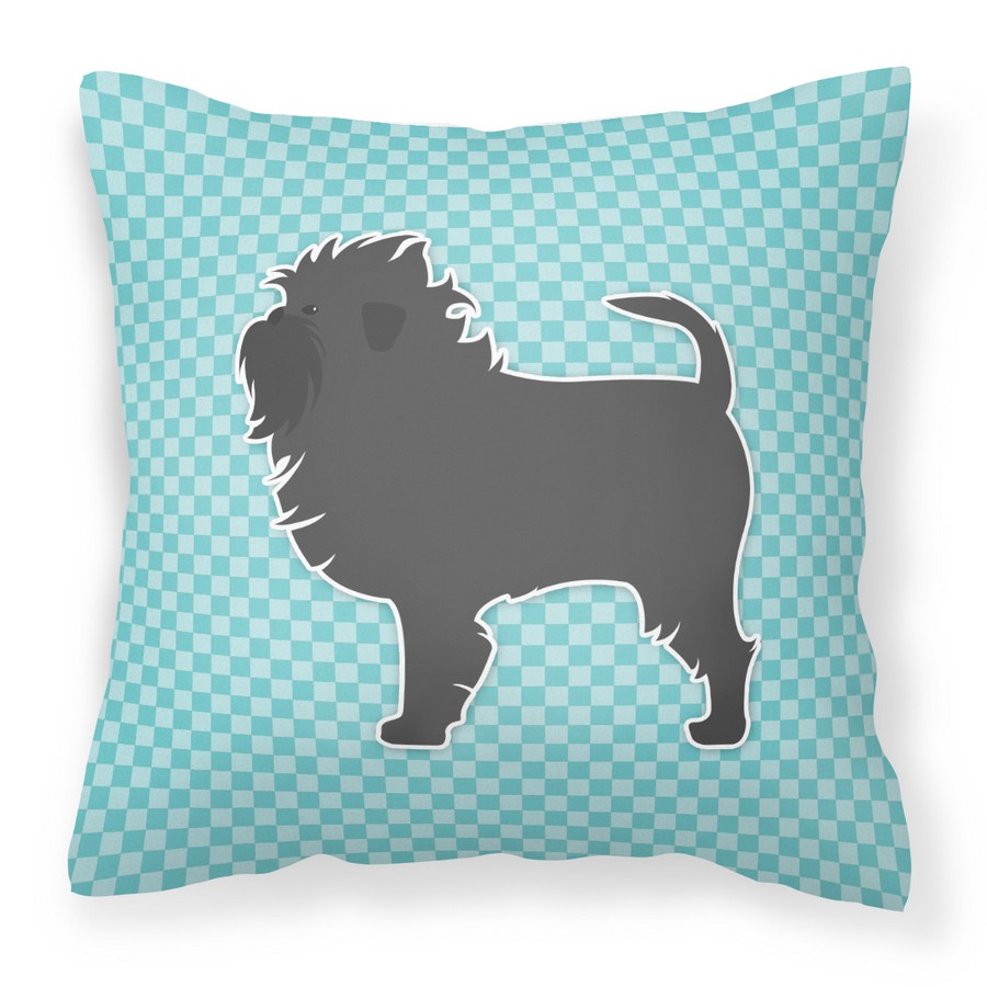 Affenpinscher Checkerboard Blue Fabric Decorative Pillow