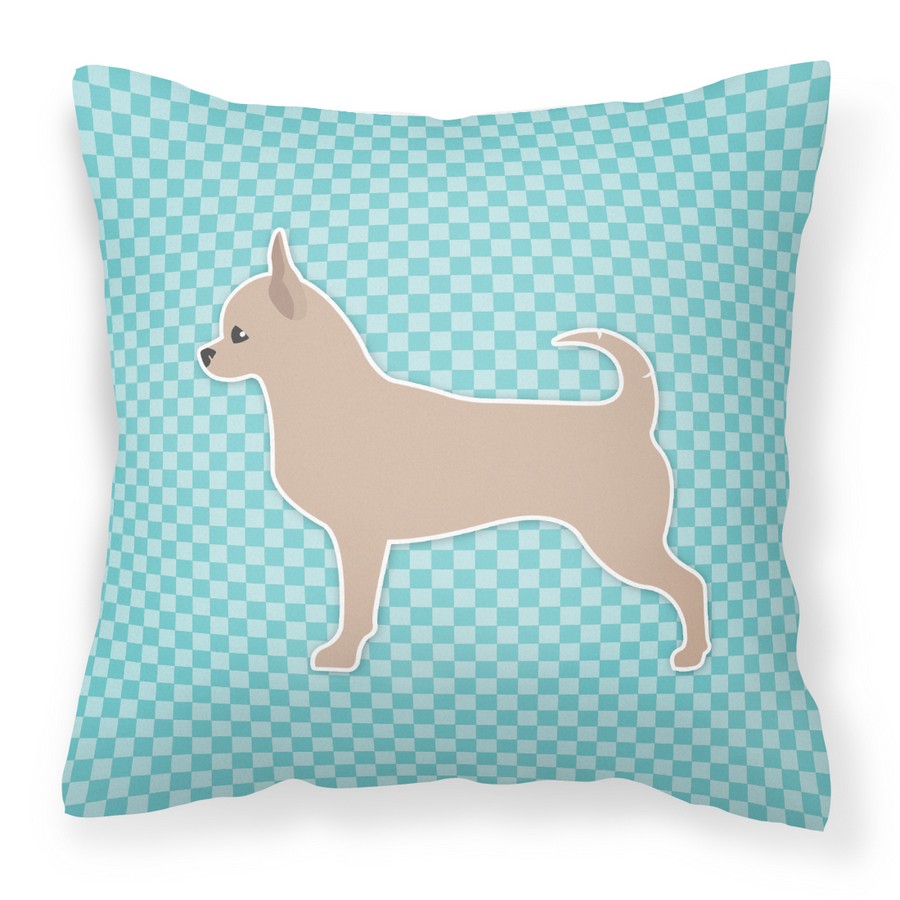 Chihuahua Checkerboard Blue Fabric Decorative Pillow