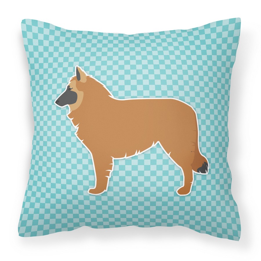 Belgian Shepherd Checkerboard Blue Fabric Decorative Pillow