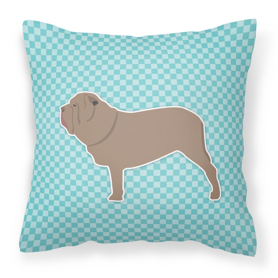 Neapolitan Mastiff Checkerboard Blue Fabric Decorative Pillow