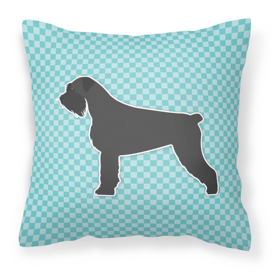 Giant Schnauzer Checkerboard Blue Fabric Decorative Pillow