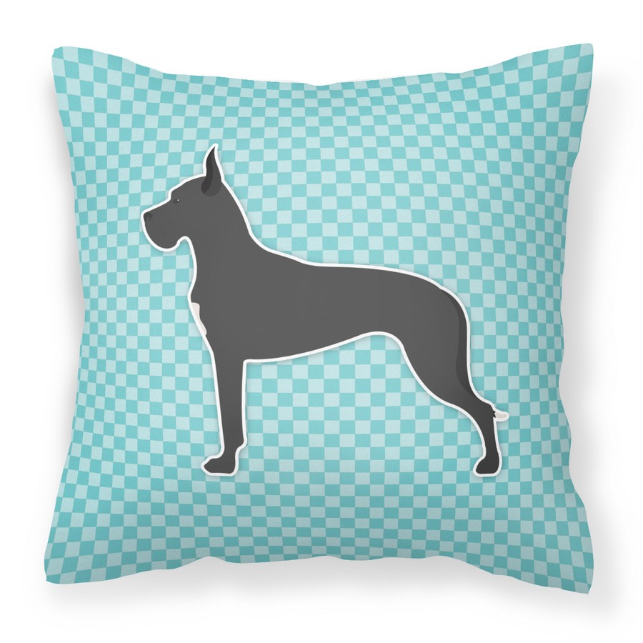 Great Dane Checkerboard Blue Fabric Decorative Pillow