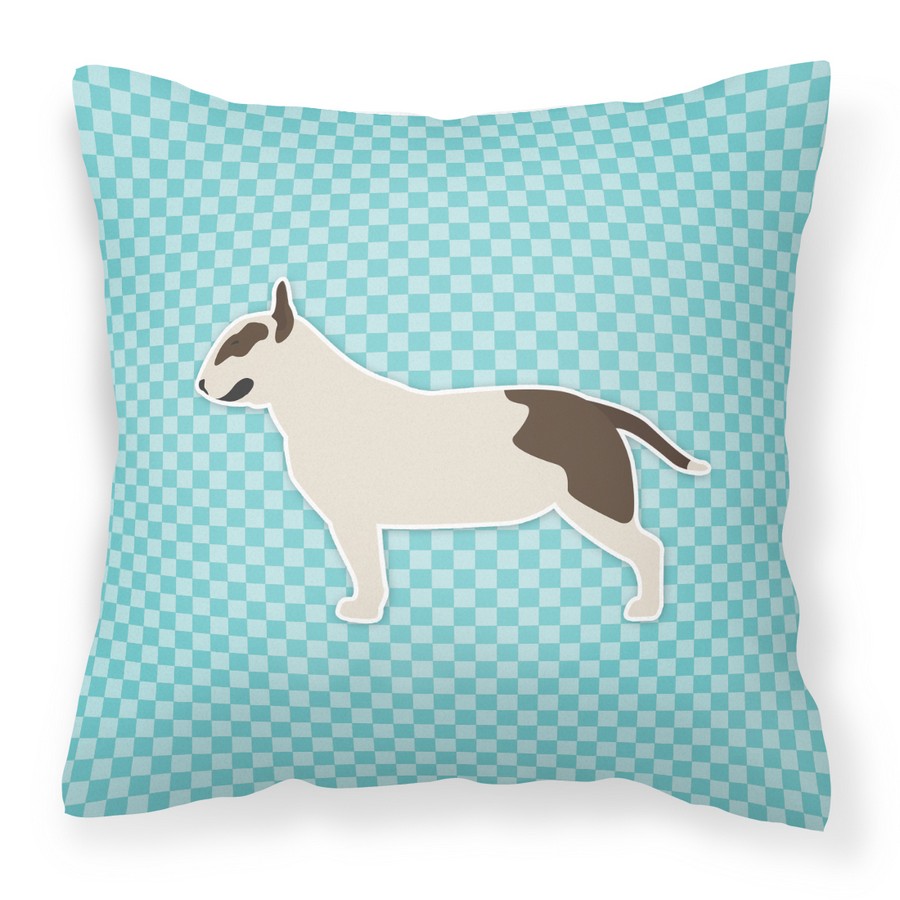 Bull Terrier Checkerboard Blue Fabric Decorative Pillow