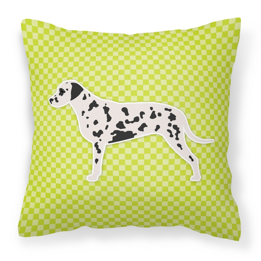 Dalmatian Checkerboard Green Fabric Decorative Pillow
