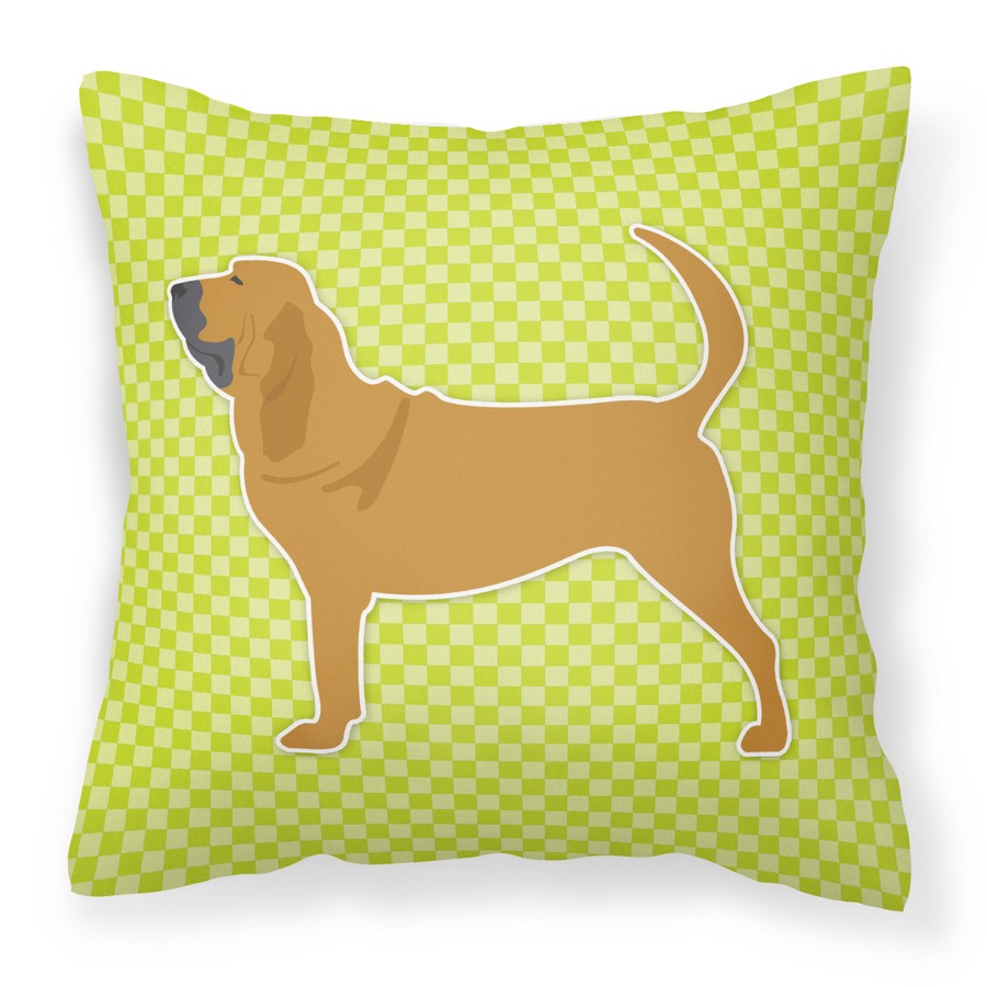 Bloodhound Checkerboard Green Fabric Decorative Pillow