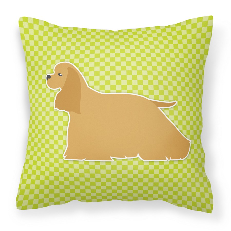 Cocker Spaniel Checkerboard Green Fabric Decorative Pillow