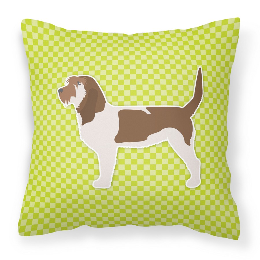 Grand Basset Griffon Vendeen Checkerboard Green Fabric Decorative Pillow