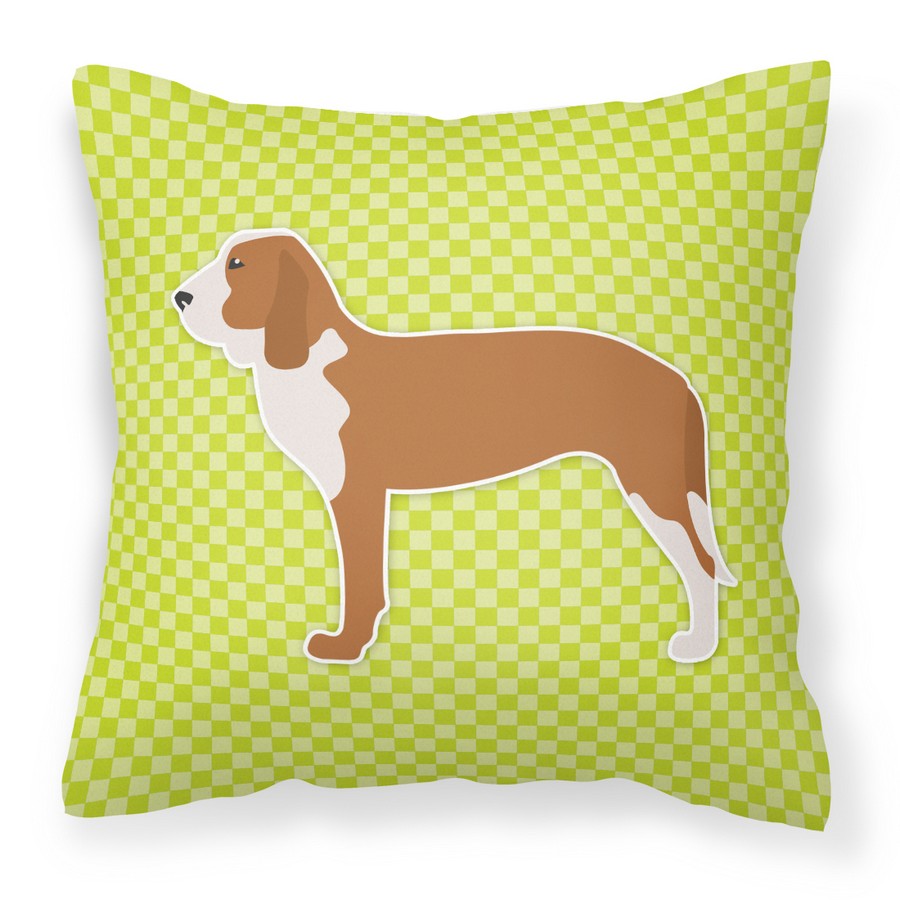 Spanish Hound Checkerboard Green Fabric Decorative Pillow