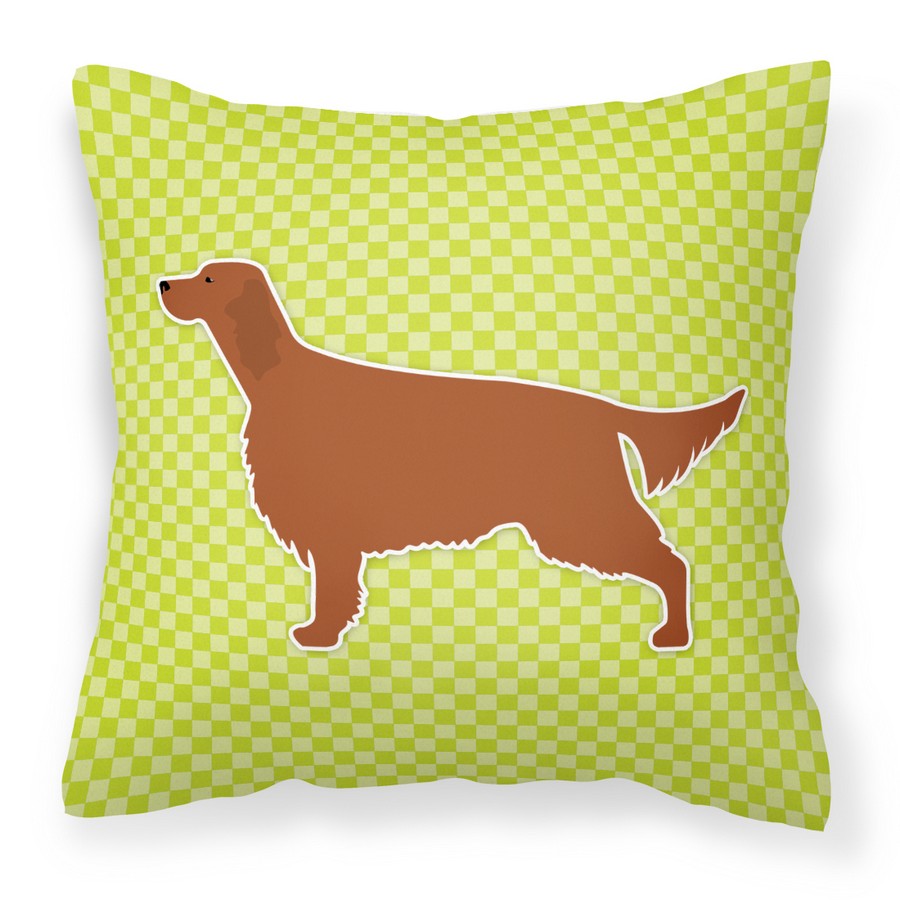 Irish Setter Checkerboard Green Fabric Decorative Pillow