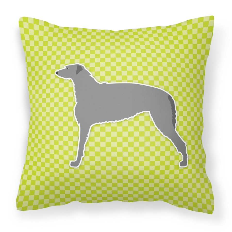 Scottish Deerhound Checkerboard Green Fabric Decorative Pillow