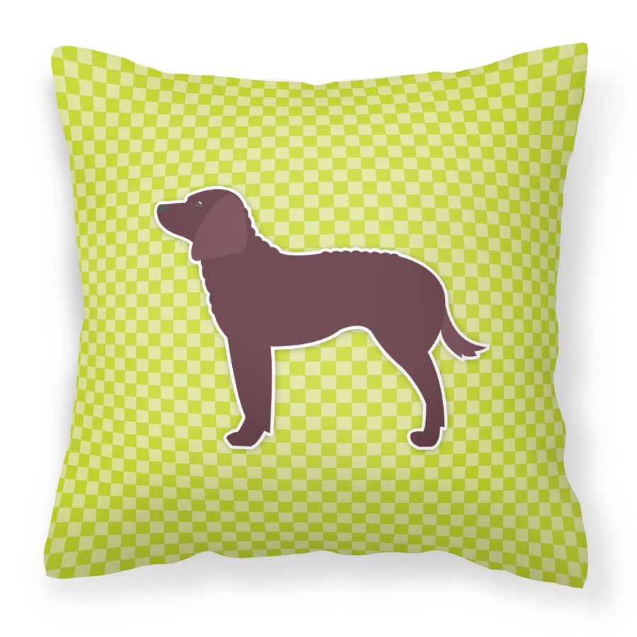American Water Spaniel Checkerboard Green Fabric Decorative Pillow