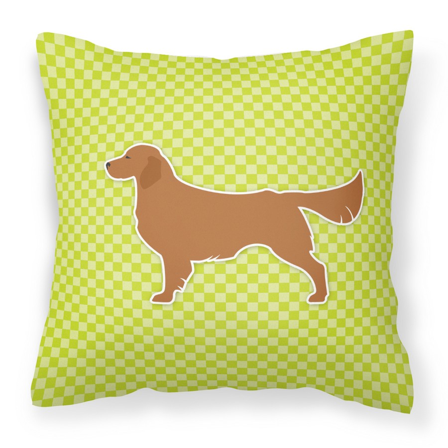 Golden Retriever Checkerboard Green Fabric Decorative Pillow