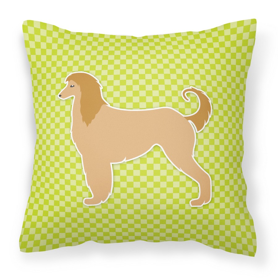 Afghan Hound Checkerboard Green Fabric Decorative Pillow