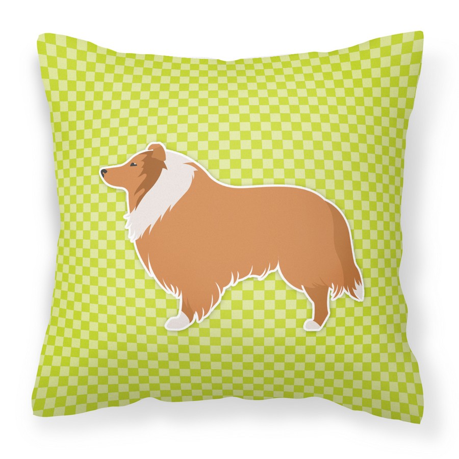 Collie Checkerboard Green Fabric Decorative Pillow