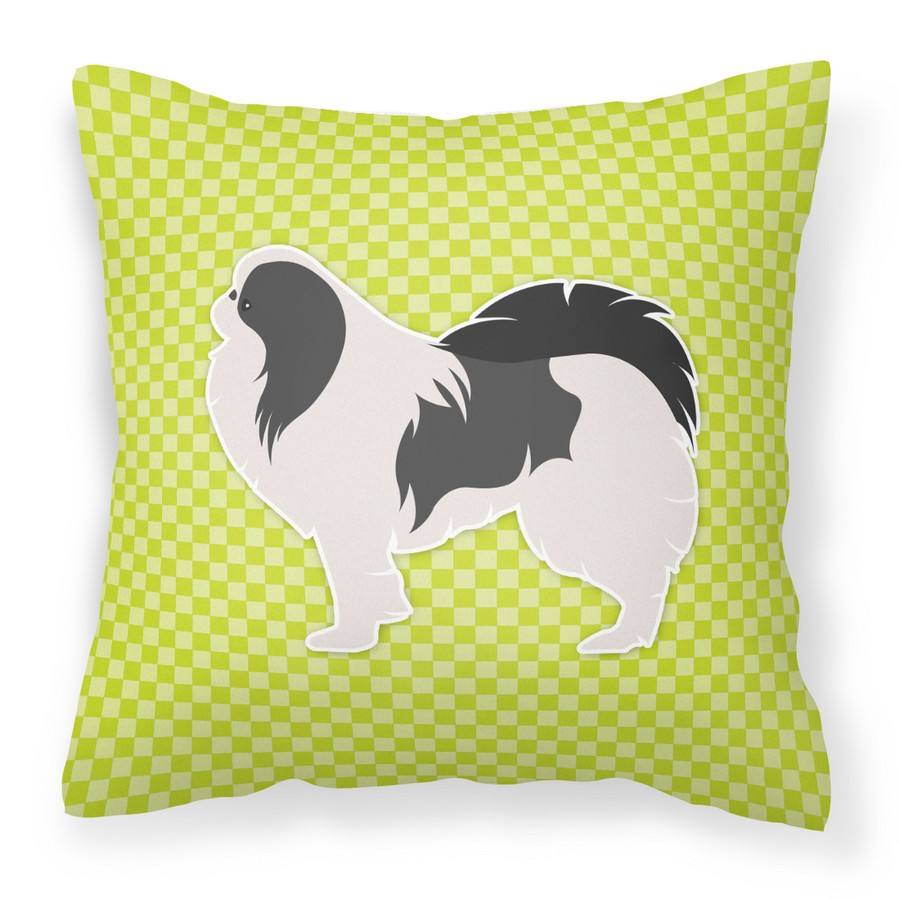 Japanese Chin Checkerboard Green Fabric Decorative Pillow