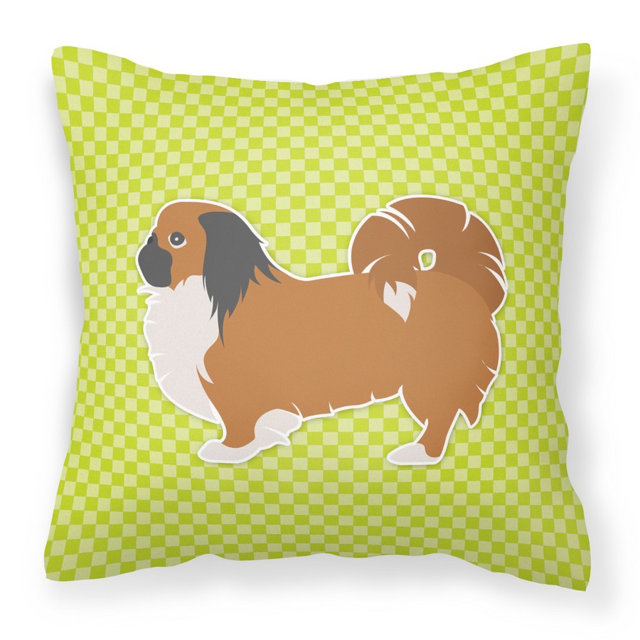 Pekingese Checkerboard Green Fabric Decorative Pillow