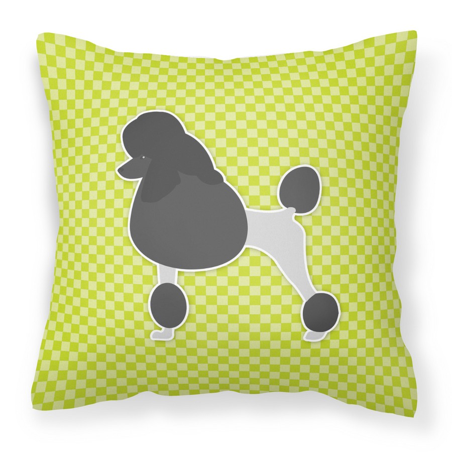 Poodle Checkerboard Green Fabric Decorative Pillow