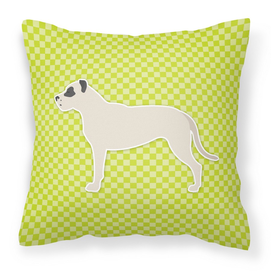 Dogo Argentino Checkerboard Green Fabric Decorative Pillow