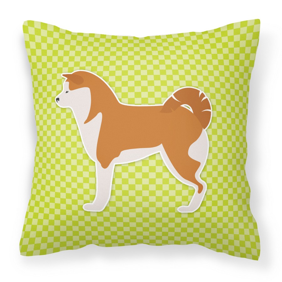 Akita Checkerboard Green Fabric Decorative Pillow