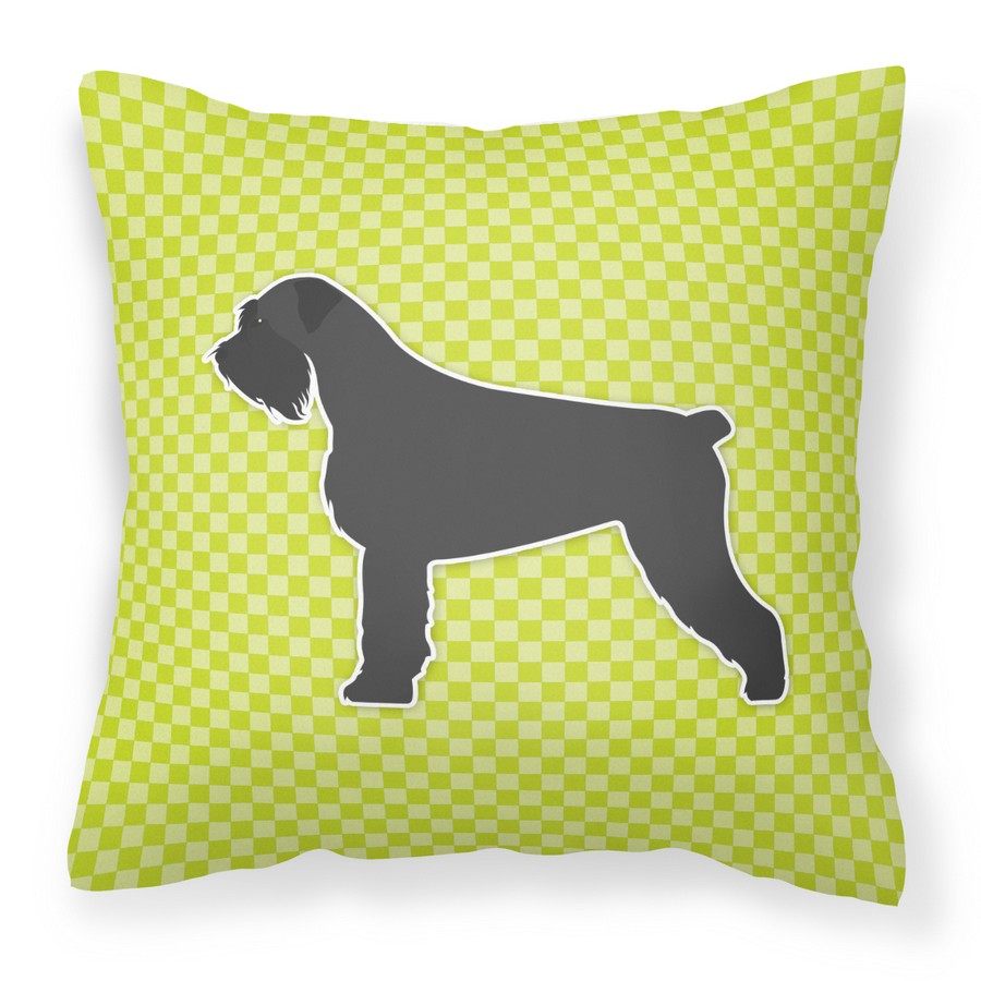 Giant Schnauzer Checkerboard Green Fabric Decorative Pillow