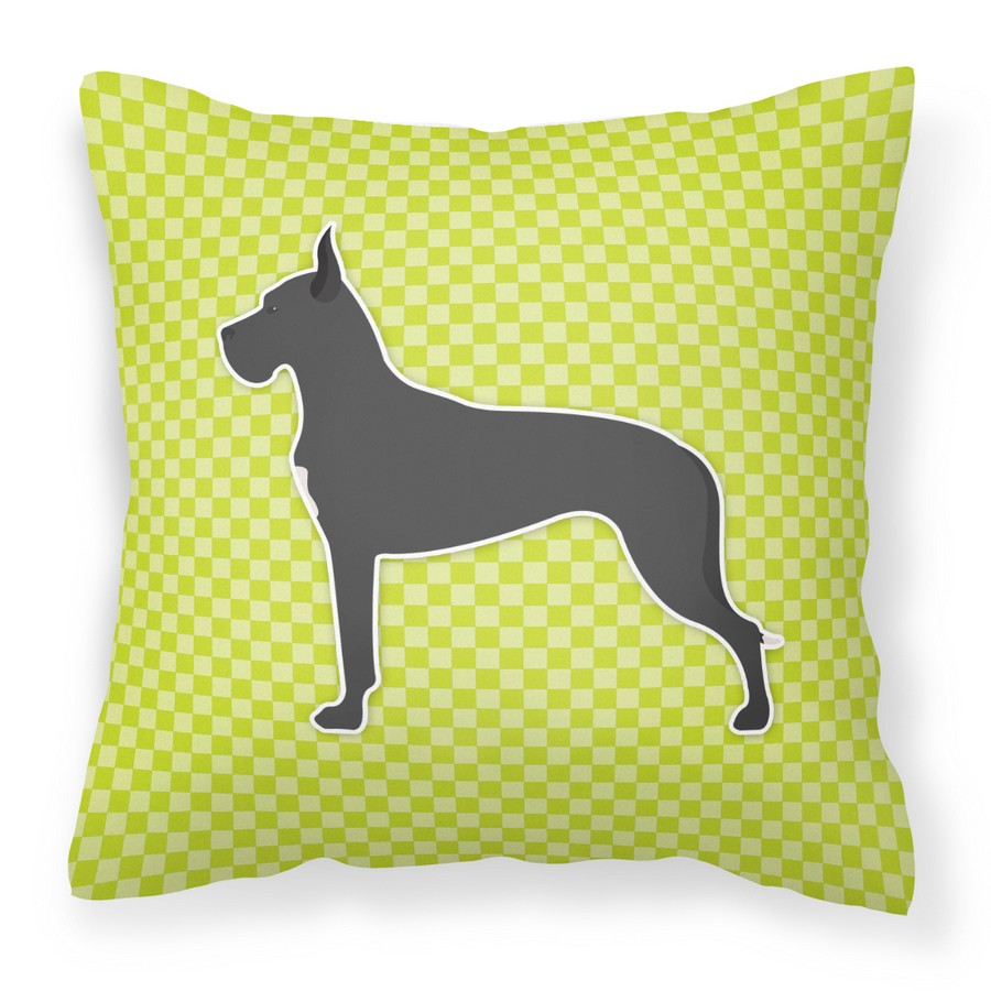 Great Dane Checkerboard Green Fabric Decorative Pillow