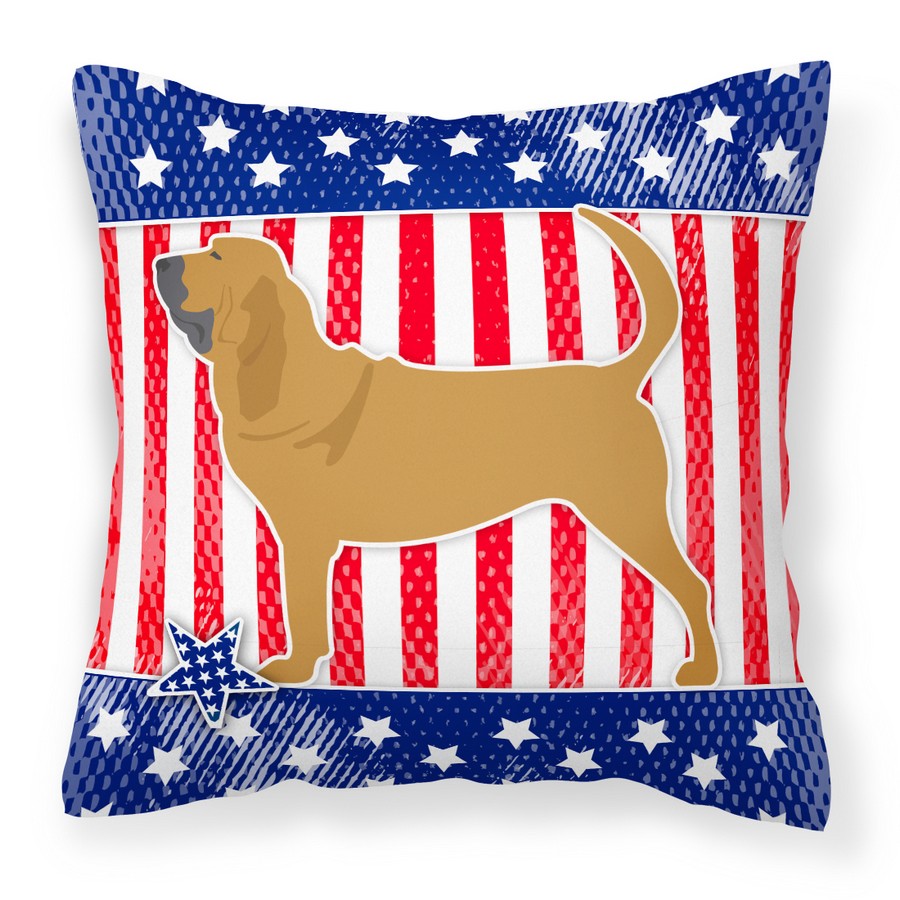 USA Patriotic Bloodhound Fabric Decorative Pillow