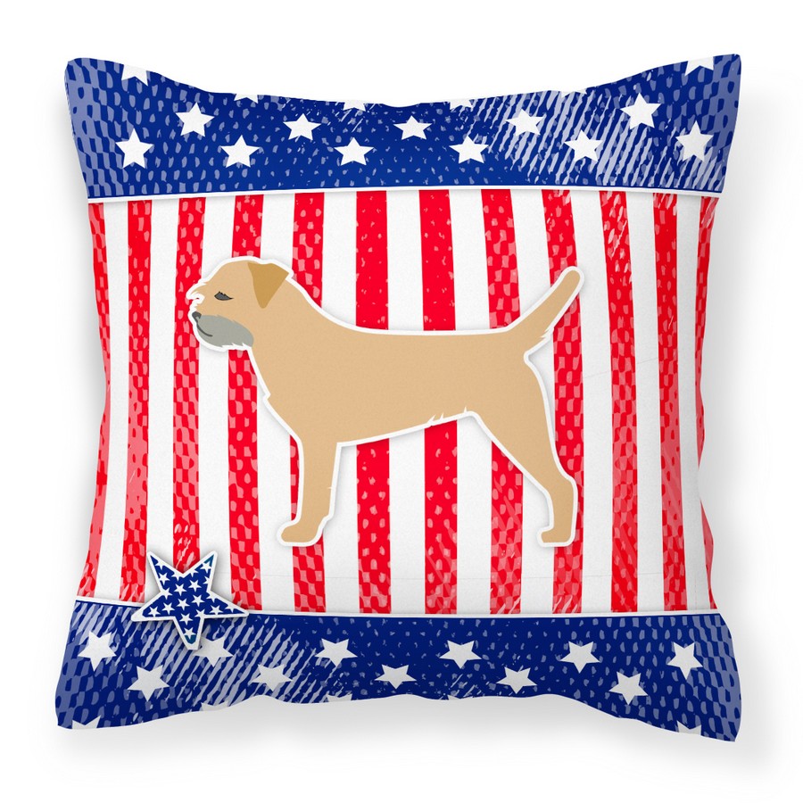 USA Patriotic Border Terrier Fabric Decorative Pillow