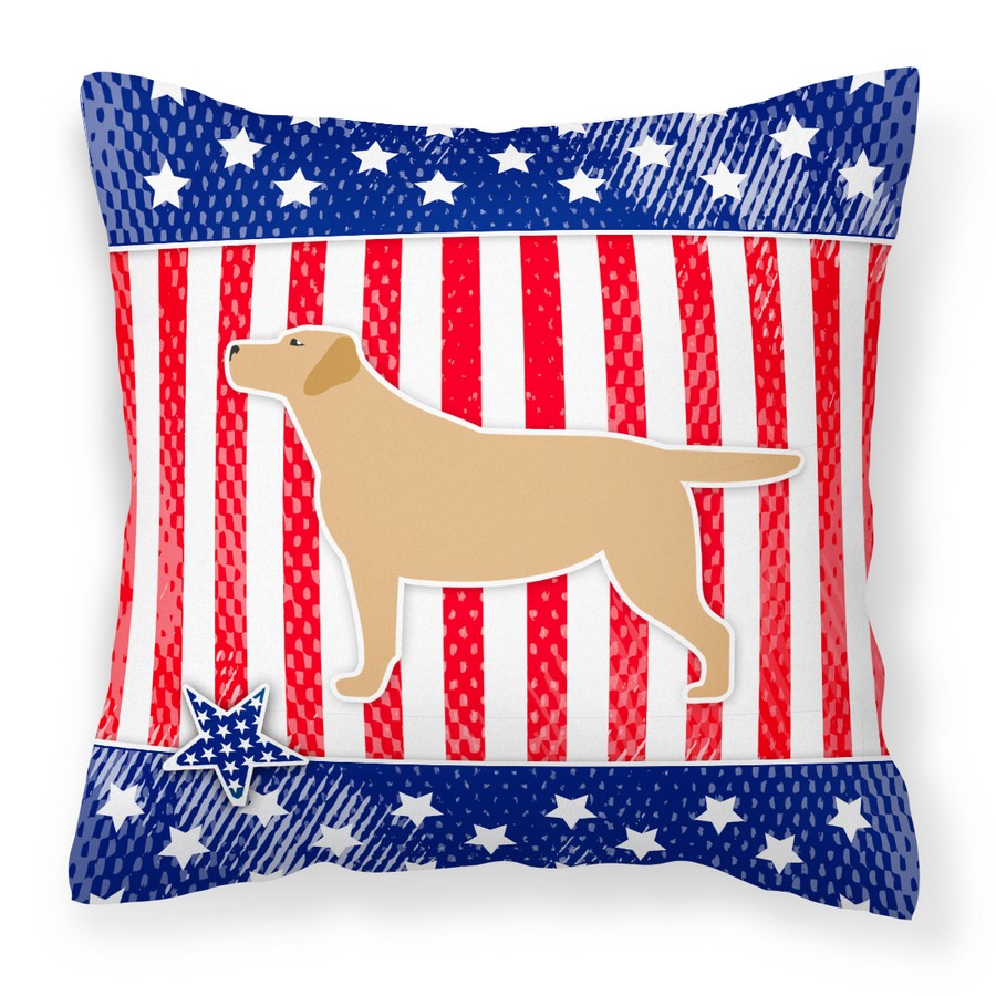 USA Patriotic Yellow Labrador Retriever Fabric Decorative Pillow