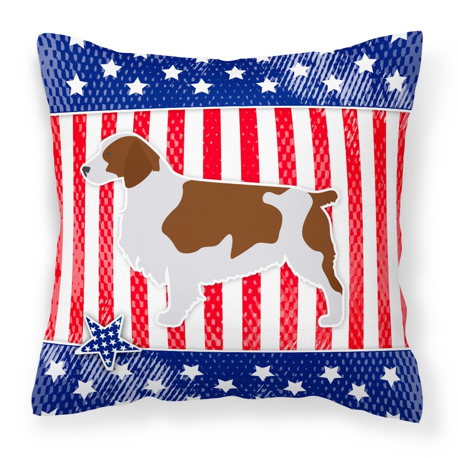 USA Patriotic Welsh Springer Spaniel Fabric Decorative Pillow