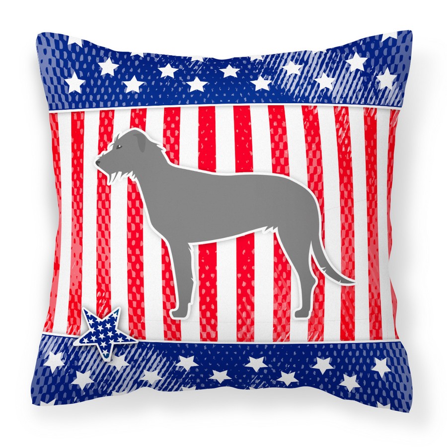 USA Patriotic Irish Wolfhound Fabric Decorative Pillow
