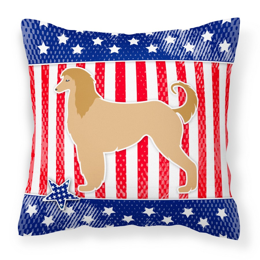 USA Patriotic Afghan Hound Fabric Decorative Pillow