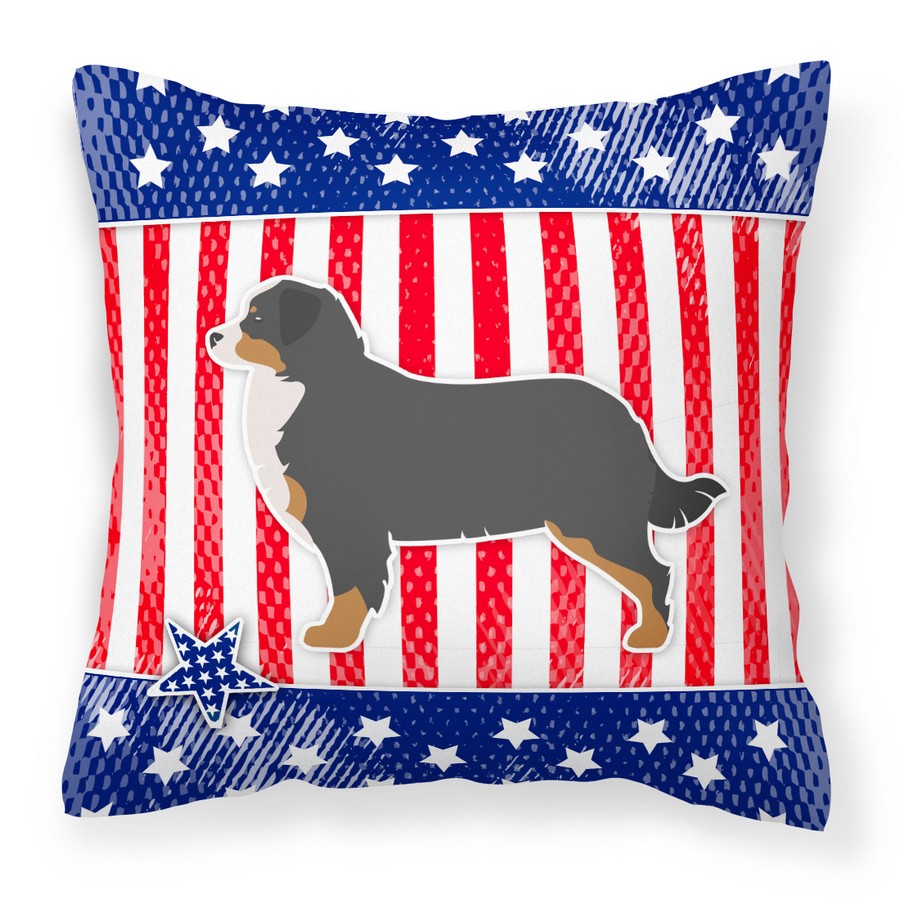 USA Patriotic Bernese Mountain Dog Fabric Decorative Pillow